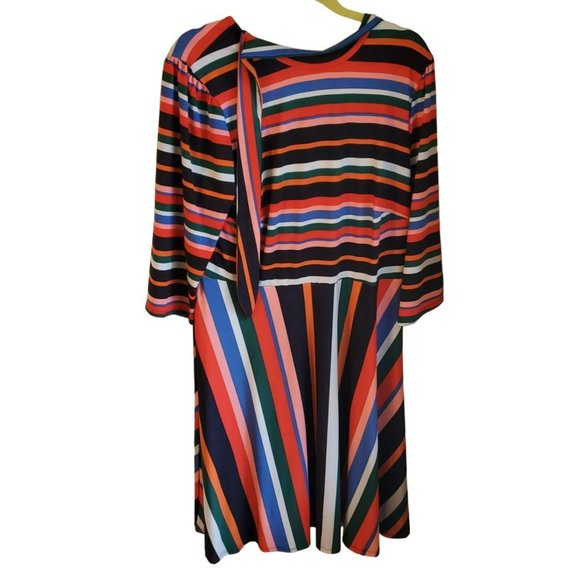 Eloquii Women's Striped Print Fit and Flare A-Line Dress Size 16 Back Bow - Picture 6 of 6